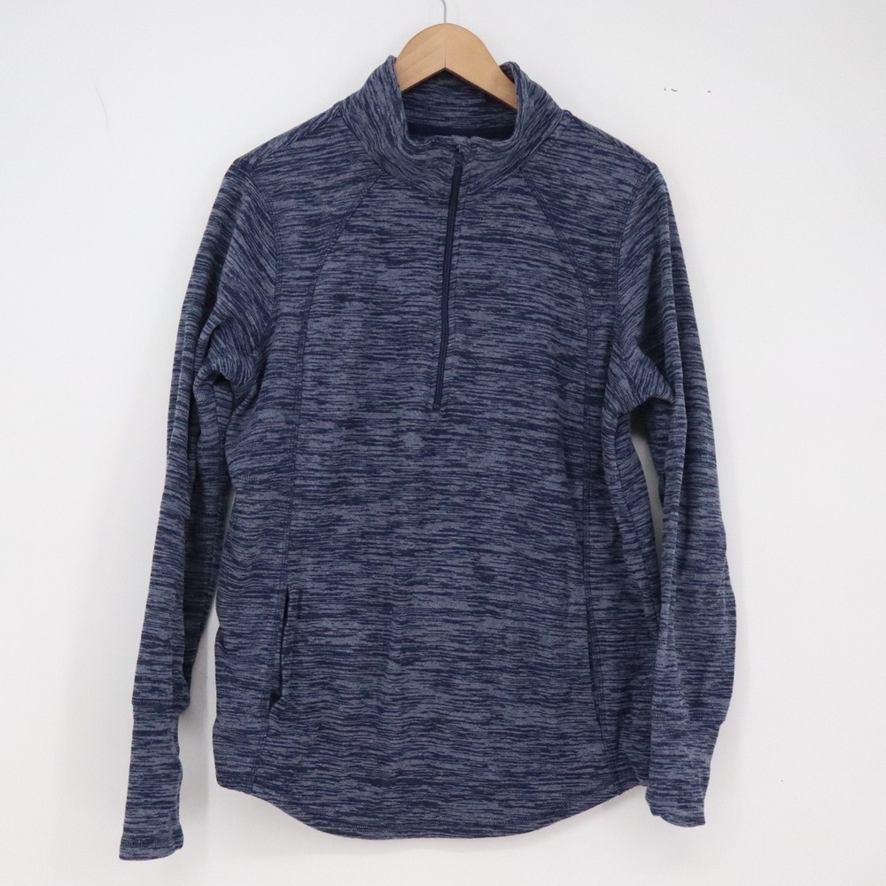 St. John's Bay Pullover Womens L Active Blue Space Dye Quarter-Zip Excellent